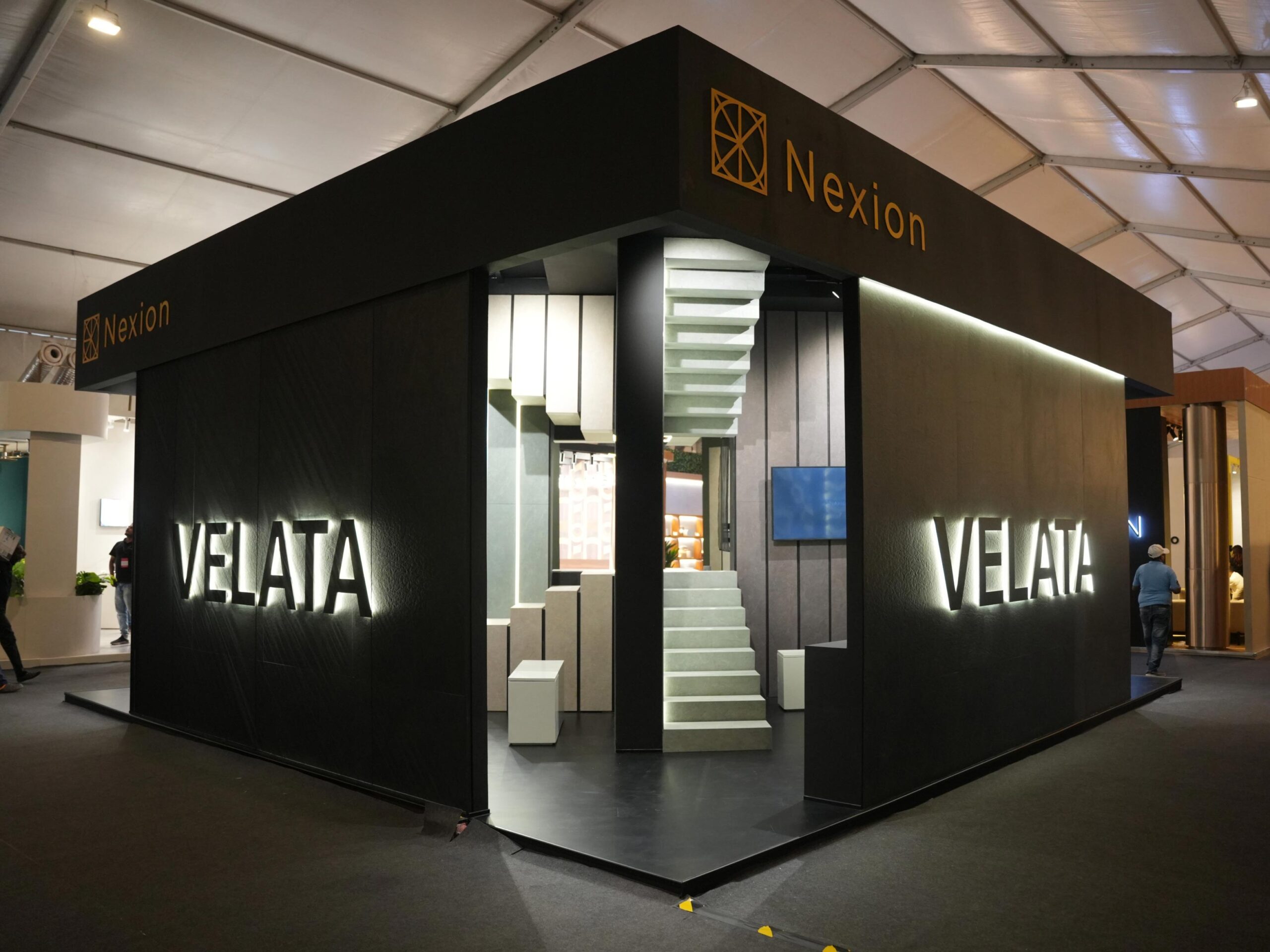 Alt text Exterior view of the Nexion booth at India Design ID Mumbai 2026